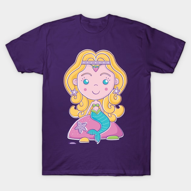 Mermaid sitting on rock T-Shirt by vaughanduck